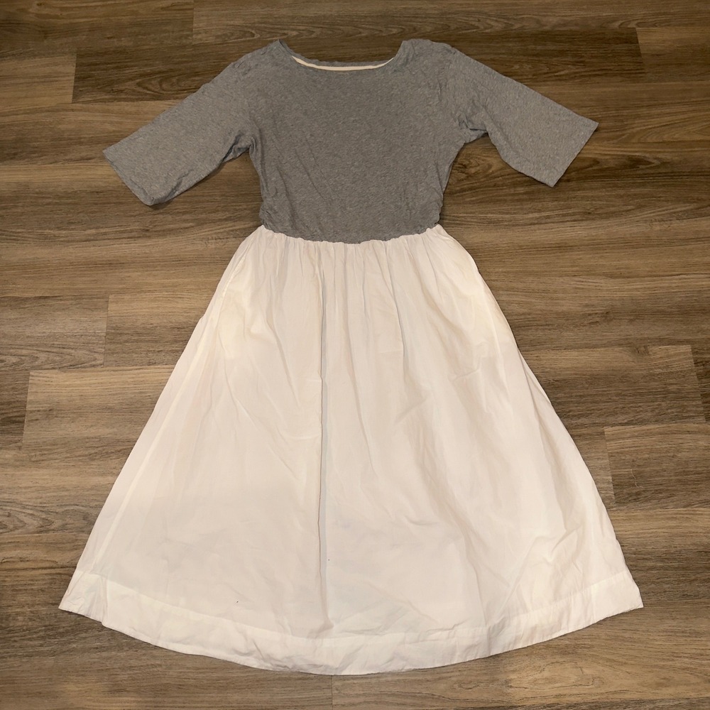 Free People Free-est Midi Dress Grey White Mixed Media Cotton Small OB1385437